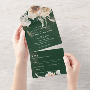 Wedding Invites with RSVP   BOHO Pampas Grass 