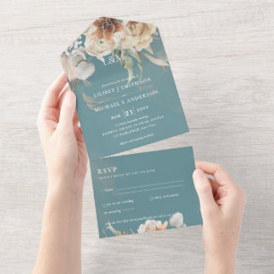 Wedding Invites with RSVP   BOHO Pampas Grass 