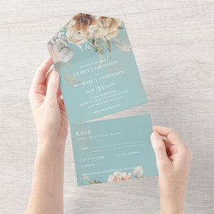 Wedding Invites with RSVP   BOHO Pampas Grass 
