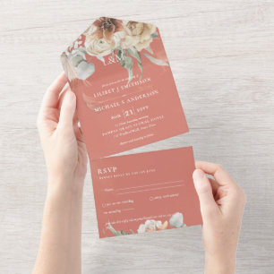 Wedding Invites with RSVP   BOHO Pampas Grass 