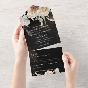 Wedding Invites with RSVP   BOHO Pampas Grass 
