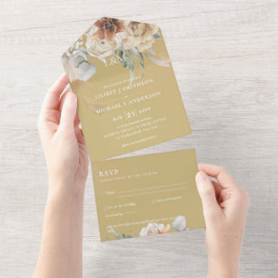 Wedding Invites with RSVP   BOHO Pampas Grass 