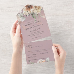 Wedding Invites with RSVP   BOHO Pampas Grass 