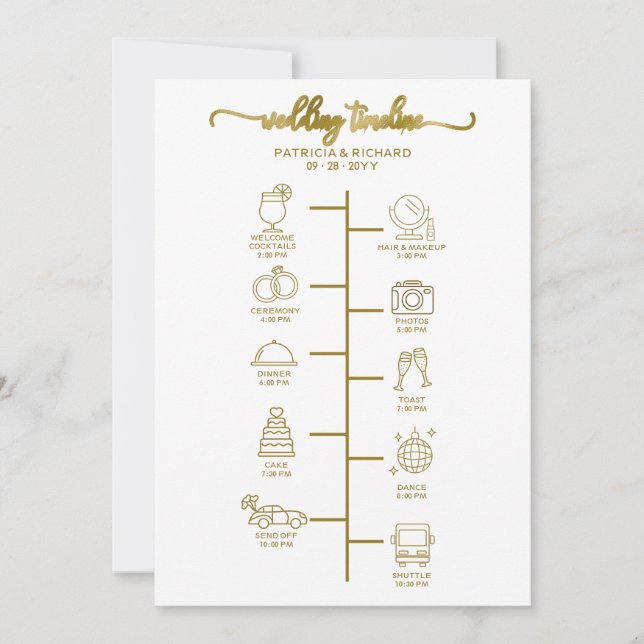 Wedding Itinerary Cocktail - Icon Wedding Welcome  Invitation (Front)