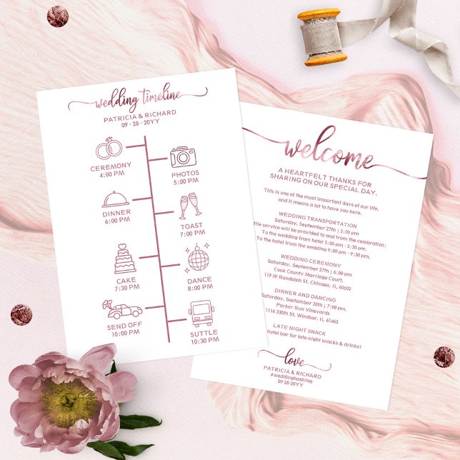 Wedding Itinerary Icon Chic Script Wedding Welcome Invitation (Creator Uploaded)