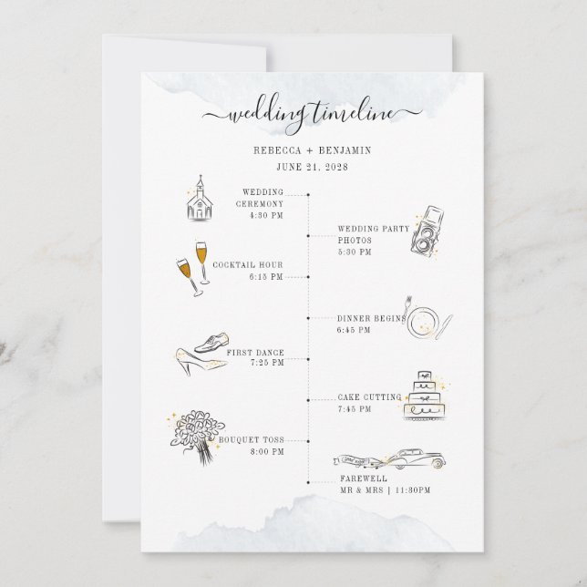 Wedding Itinerary Modern Icons Program (Front)