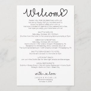 Wedding Itinerary - Wedding Welcome - Love Script Program