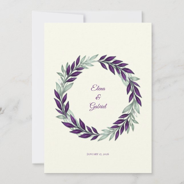 Wedding Ivory and Wreath Invitation (Front)