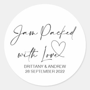 Wedding Jam Jar Favor Jam Packed With Love Classic Round Sticker