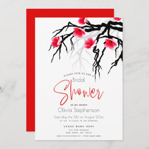 Wedding   Japanese Blossom Branch Floral Invitation
