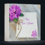 wedding journal with twine bow and azalea blossoms binder<br><div class="desc">romance journal with twine bow and pink rhododendron blossom on rustic wood</div>