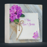 wedding journal with twine bow and azalea blossoms binder<br><div class="desc">romance journal with twine bow and pink rhododendron blossom on rustic wood</div>
