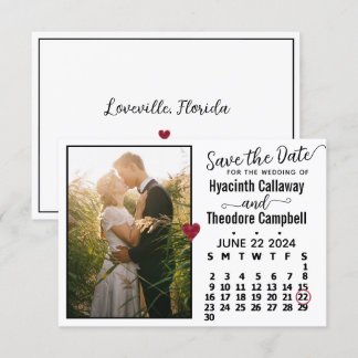Wedding June 2024 Calendar Custom Photo White Save The Date