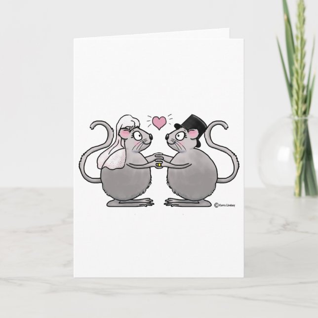Wedding Just Married Anniversary Mice Mouse Couple Card (Front)