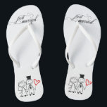 Wedding Just Married Couple Flip Flops<br><div class="desc">This design was created through digital art. It may be personalized by clicking the customize button and changing the colour, adding a name, initials or your favourite words. Contact me at colorflowcreations@gmail.com if you with to have this design on another product. Purchase my original abstract acrylic painting for sale at...</div>