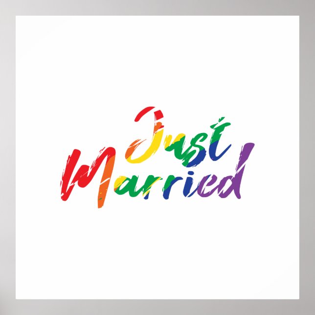 Wedding Just Married Rainbow Colourful Gift Idea Poster (Front)