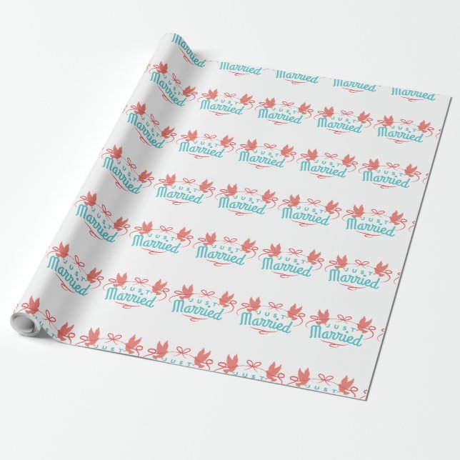 Wedding Just Married Two Birds Colourful Gift Idea Wrapping Paper (Unrolled)