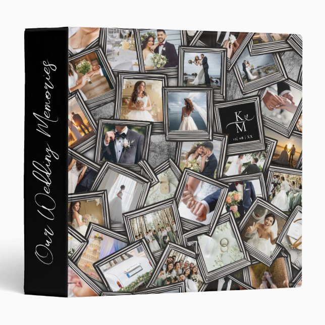 Wedding Keepsake 30 Photo Collage Black ID1065 Binder (Front/Spine)