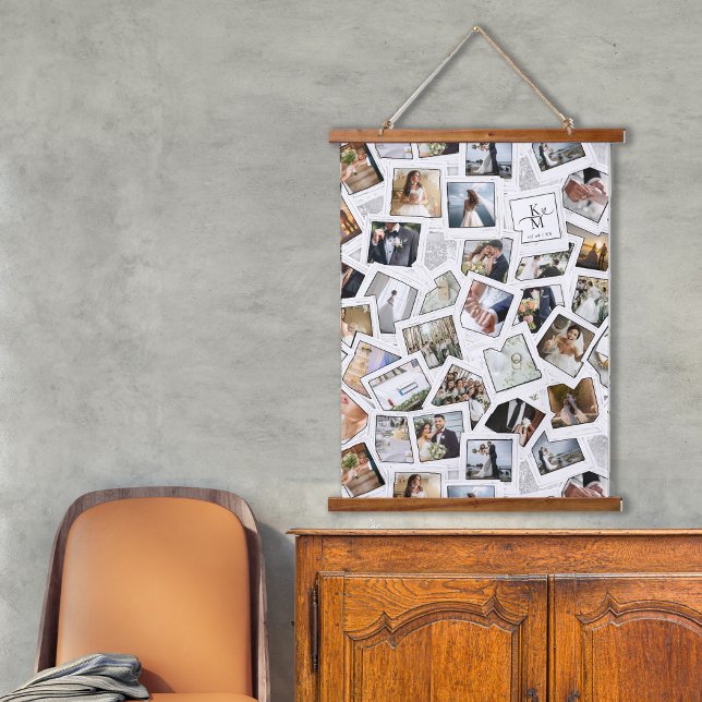 Wedding Keepsake 30 Photo Collage White ID1065 Han Hanging Tapestry (Creator Uploaded)