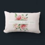 Wedding Keepsake Elegant Modern Floral Chic Lumbar Pillow<br><div class="desc">How pretty to give as a gift a custom name gift pillow 
An elegant  floral  memory pillow  featuring a floral bouquet. 
The  floral design from Just Fine Designs. 
White,  greens and blush pinks are the colours in the design.
Elegant modern formal design.</div>