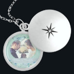 Wedding Keepsake Locket Necklace<br><div class="desc">Personalized Wedding favours,  gifts and keepsakes with a pretty watercolor painting of a blue butterfly and flowers framing your photograph with a soft romantic filter over your image to perfectly blend art and photography together.</div>