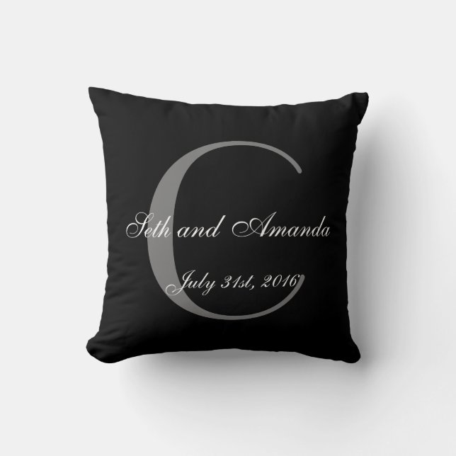 Wedding Keepsake Personalized Monogram Throw Pillow (Front)