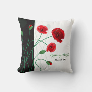 Wedding Keepsake Throw Pillow   Red Poppies