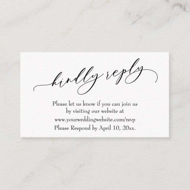 Wedding Kindly Reply Online Luxury Script Enclosure Card (Front)