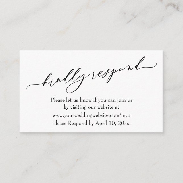 Wedding Kindly Respond Online Luxury Script Enclosure Card (Front)