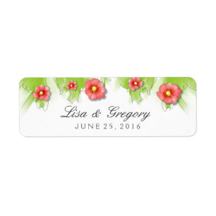 Wedding Label - Vines & Red Flowers