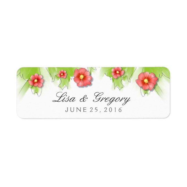 Wedding Label - Vines & Red Flowers (Front)
