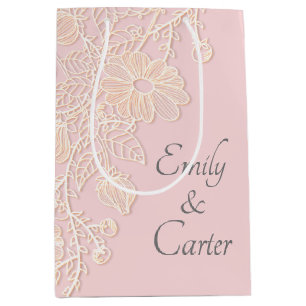 Wedding Lace On Pink Blush Medium Gift Bag