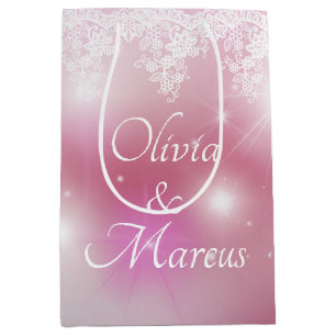 Wedding Lace On Pink Bokeh Medium Gift Bag