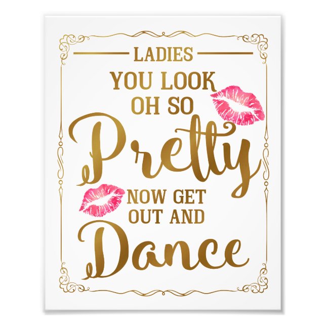 Wedding ladies bathroom sign funny custom gold (Front)