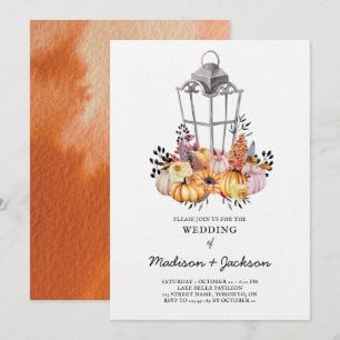 Wedding Lantern Watercolor Autumn Invitation