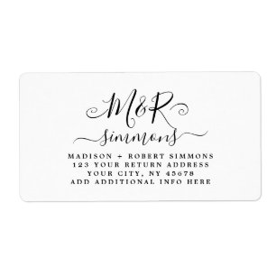 Wedding Large Monogram Script Return Address
