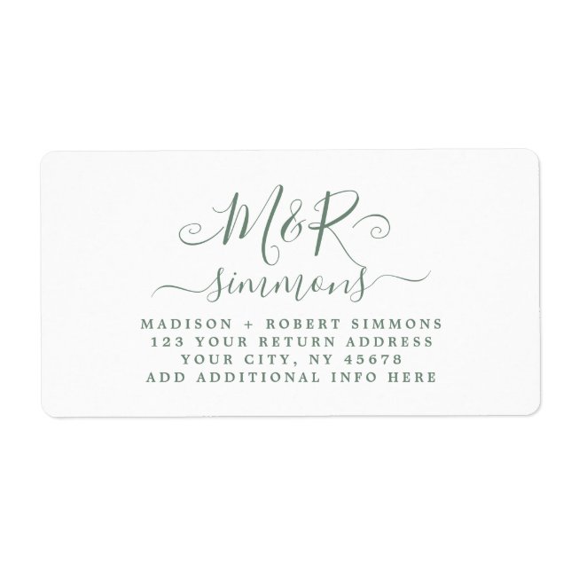 Wedding Large Monogram Script Return Address (Front)