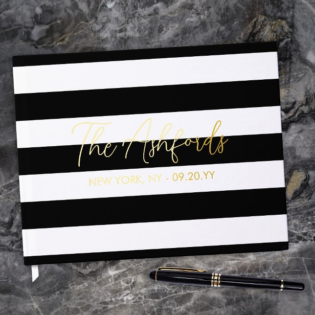 Wedding Last Namem In Gold Foil Script Guest Book (Creator Uploaded)