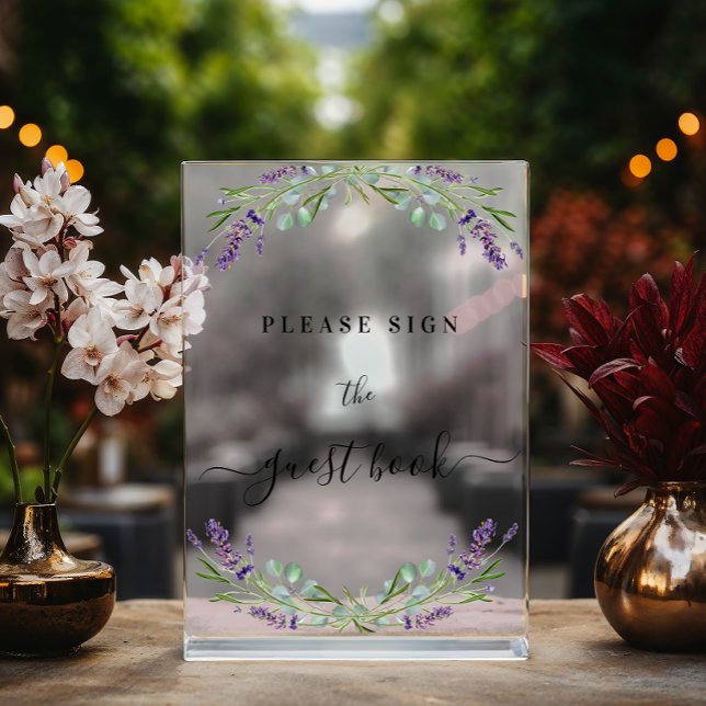 Wedding lavender eucalyptus greenery guest book acrylic sign (Creator Uploaded)