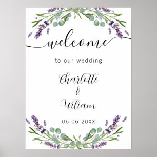 Wedding lavender eucalyptus greenery welcome poster