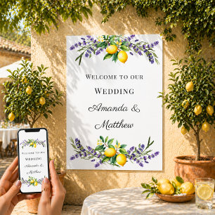 Wedding lavender lemons welcome poster