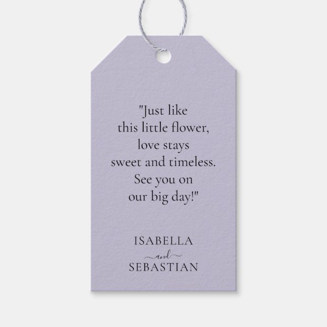 Wedding Lavender Lilac Touch Gift Tags (Front)