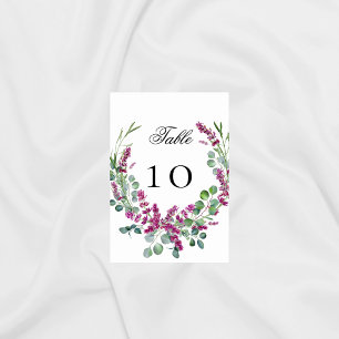 Wedding lavender pink florals eucalyptus greenery table number