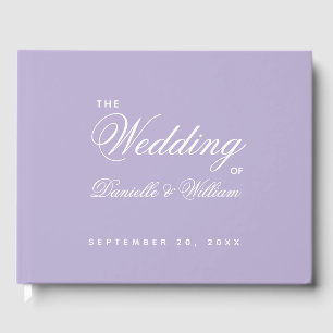 Wedding Lavender Purple Simple Calligraphy Script  Guest Book