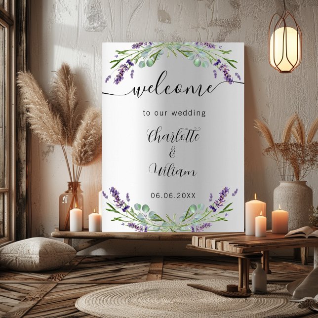 Wedding lavender silver eucalyptus welcome poster (Creator Uploaded)