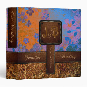 Wedding Leather Look Vintage Floral Binder