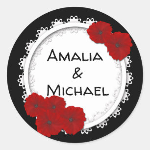 Wedding letters, typography, floral monograms, mon classic round sticker