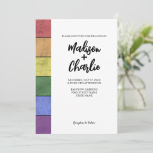 Wedding LGBT flag pride Vintage Script typography Invitation