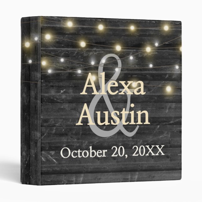 Wedding Light String on Black Wood Binder (Front/Spine)
