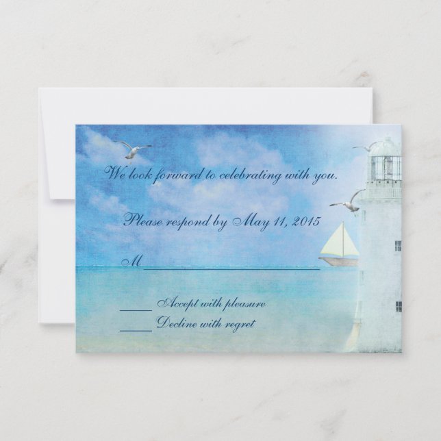 Wedding Lighthouse RSVP Card (Front)